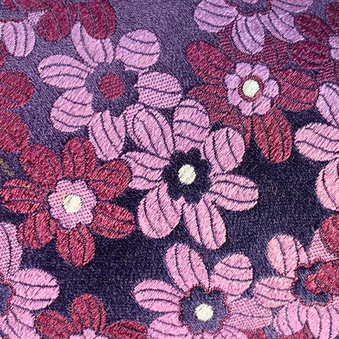 FACONNABLE Navy Purple Floral Jacquard Silk Tie