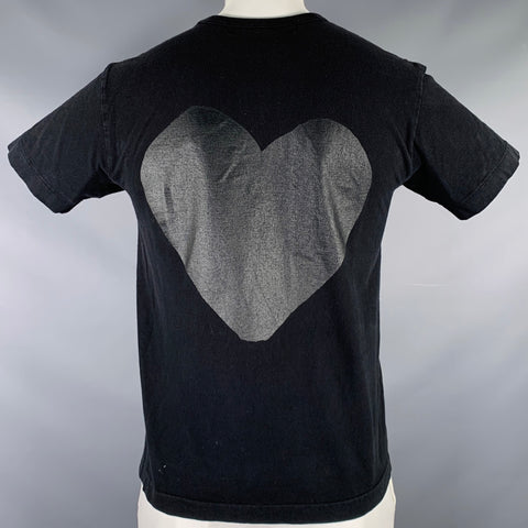 COMME des GARCONS Size L Black Heart Print Short Sleeve T-shirt
