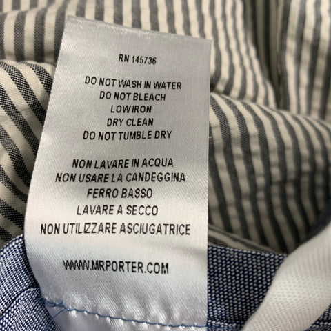 MR P. Size 42 White Grey Seersucker Cotton Single Breasted Shorts Suit