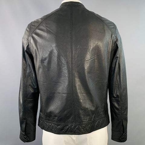 ALLSAINTS Size XL Colt Black Sheepskin Leather Bomber Jacket