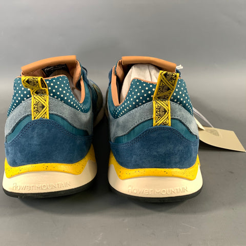FLOWER MOUNTAIN Size 11.5 Blue Green Color Block Suede & Nylon Sneakers