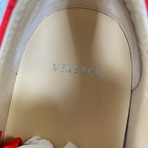 VERSACE Size 9 Red Canvas Lace Up Sneakers