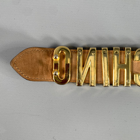 MOSCHINO Waist Size 32 Black Gold Leather Belt
