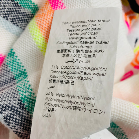KENZO Size L White Multi Color Logo Cotton Polyester Short Sleeve Pullover