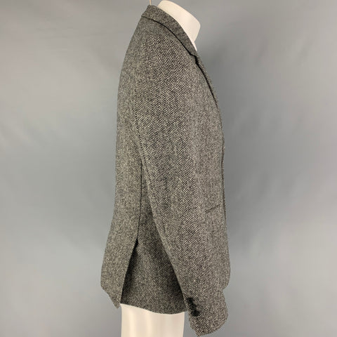 AMI by ALEXANDRE MATTIUSSI Size 40 Grey Black Herringbone Coat