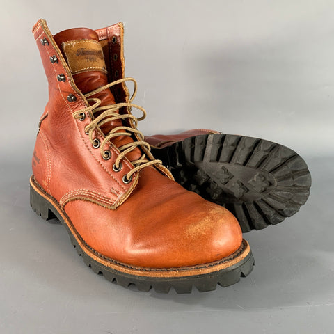 THOROGOOD Size 11 Brown Contrast Stitch Leather Lug Sole Boots