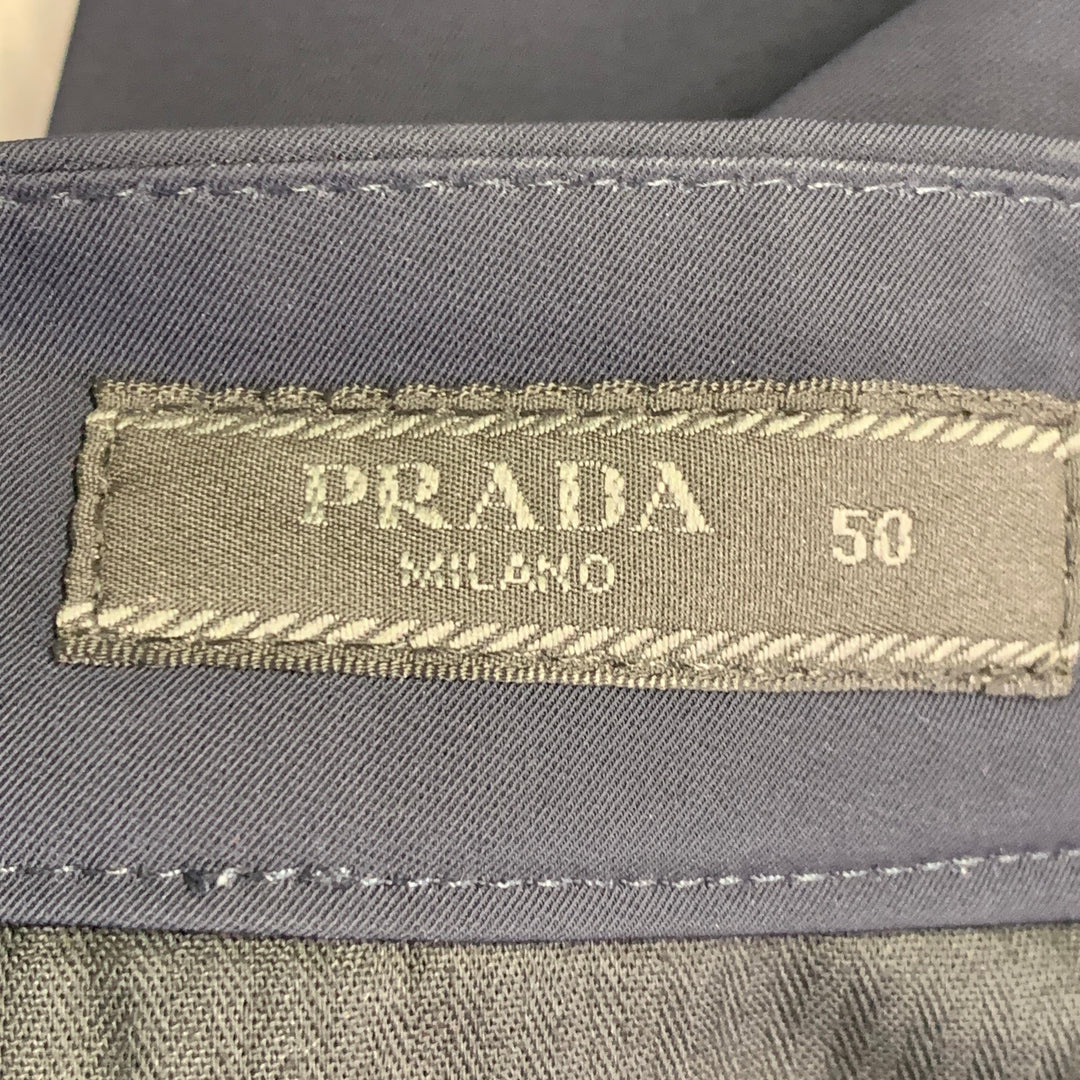 PRADA Size 34 Navy Polyester Twill Flat Front Zip Fly Casual Pants