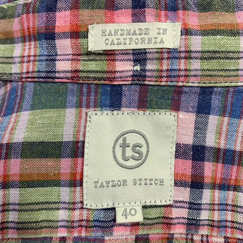 TAYLOR STITCH Size 40 Multi Color Plaid One Pocket Long Sleeve Shirt