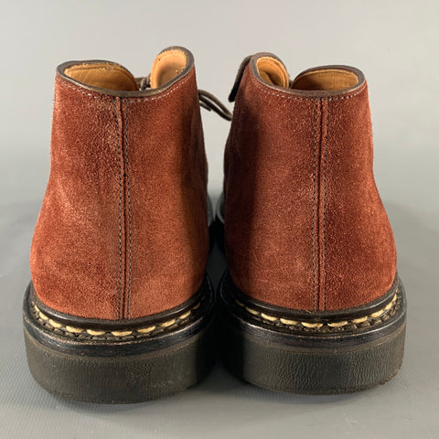 HESCHUNG Size 8.5 Burgundy Suede Chukka Boots