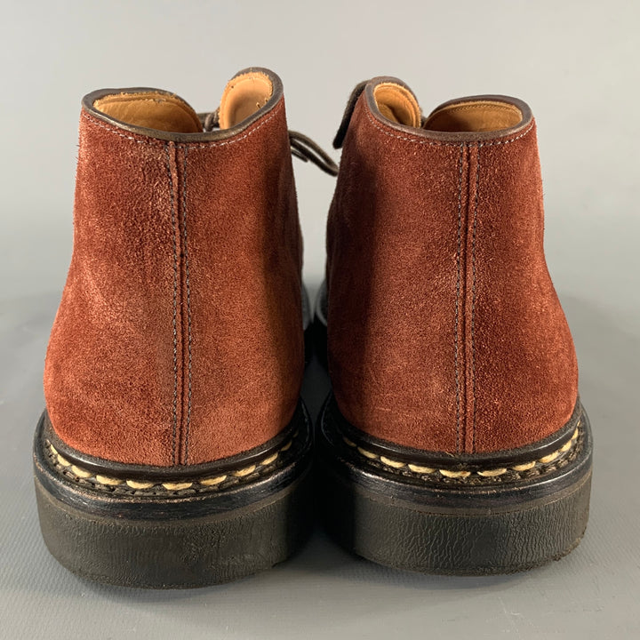 HESCHUNG Size 8.5 Burgundy Suede Chukka Boots