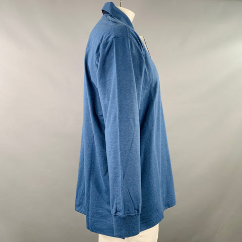 PAUL & SHARK Size XL Blue White Cotton Long Sleeve Polo