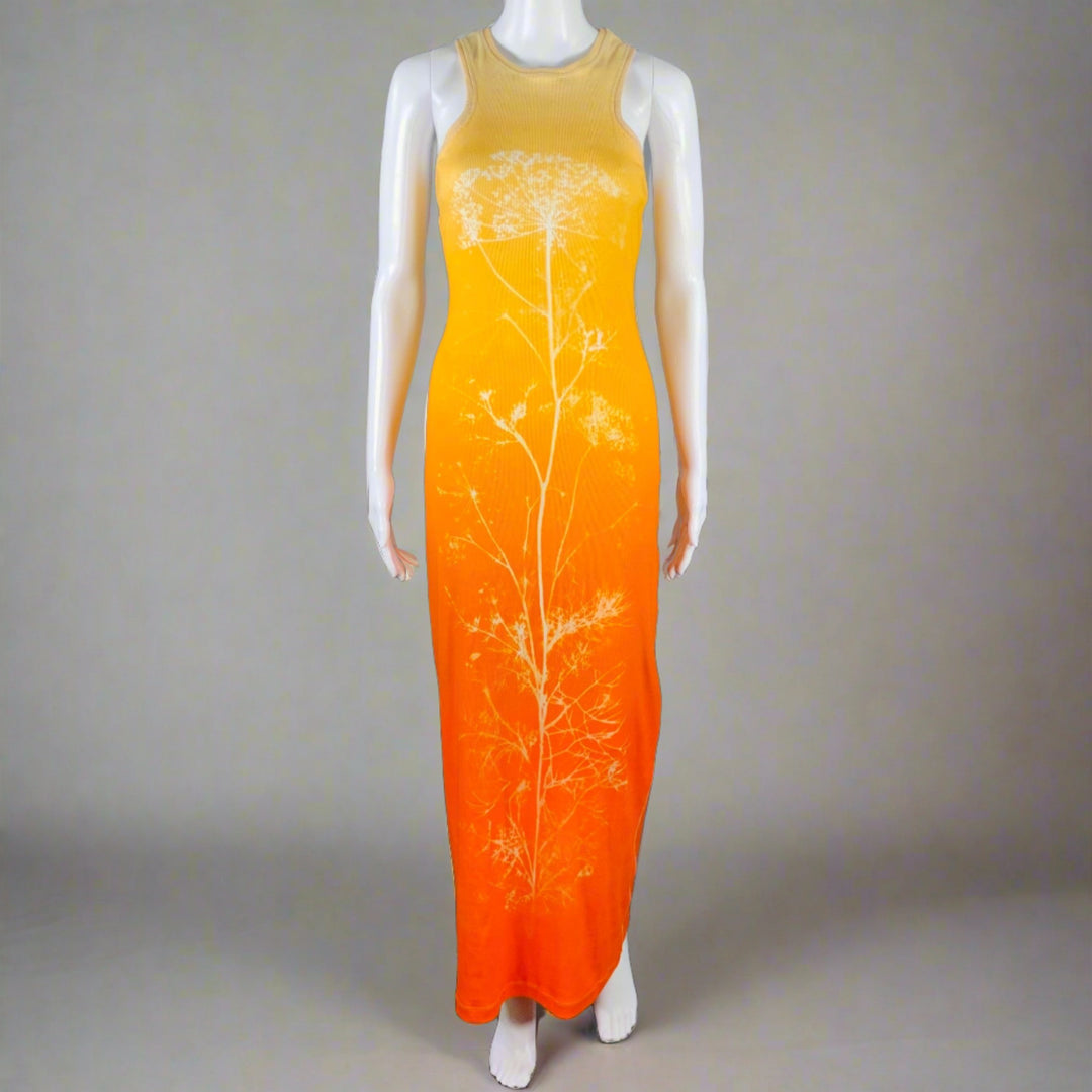 LOEWE Size M Orange Beige Cotton Blend Ombre Tank Long Dress