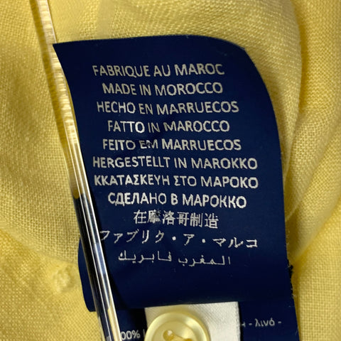 VILEBREQUIN Size XL Yellow Linen One Pocket Long Sleeve Shirt