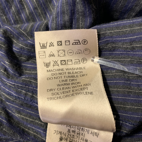 BURBERRY Size S Navy Grey Pinstripe Cotton Long Sleeve Shirt