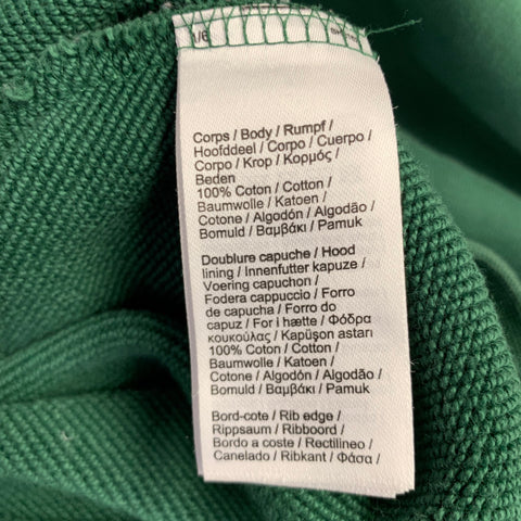 LACOSTE Size L Green Logo Cotton Hooded Sweatshirt
