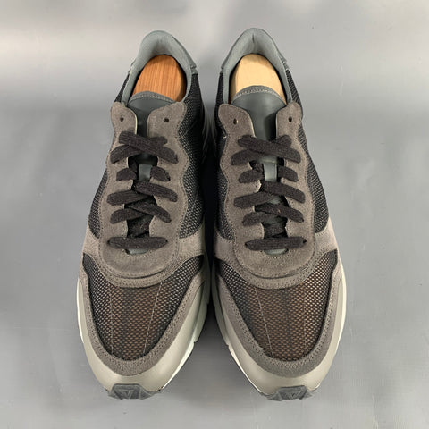 JOHN ELLIOTT Size 11 Grey Black Color Block Mesh Lace-Up Sneakers