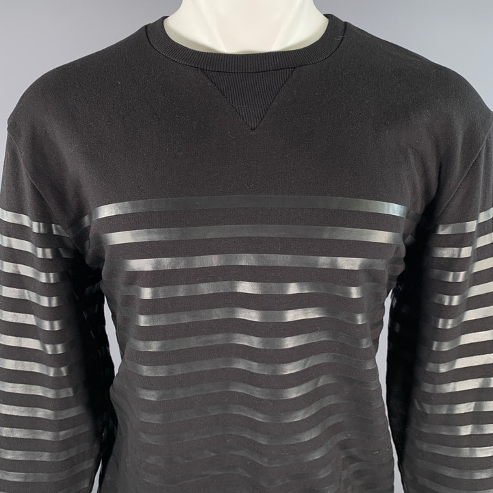 JEAN PAUL GAULTIER Size M Black Stripe Cotton Crew-Neck Pullover