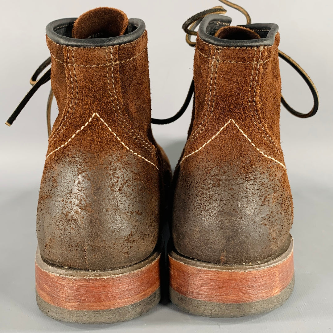 FRYE Size 10.5 Brown Roughout Leather Lace-Up Boots