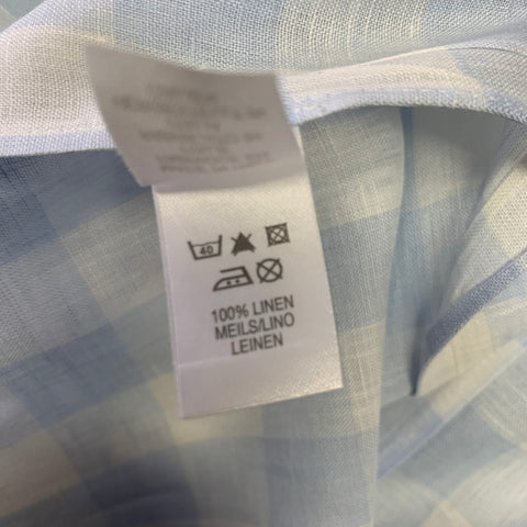 PAUL SMITH Size M White Blue Checkered Linen Long Sleeve Shirt