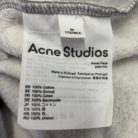 ACNE STUDIOS Size M Ferris Face Grey Cotton Hoodie Sweatshirt