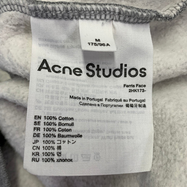 ACNE STUDIOS Size M Ferris Face Grey Cotton Hoodie Sweatshirt