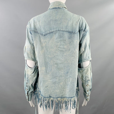 LEVI STRAUSS x FACETASM SS20 Size XS Mutation Blue Cotton Distressed Western Shirt