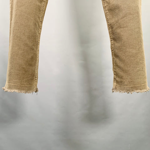 DRKSHDW Size 30 Taupe Corduroy Cotton Straight Distressed Raw Edge Jeans