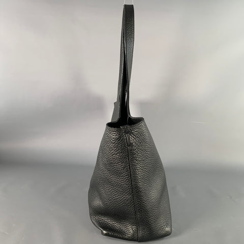 CUYANA Black Pebble Grain Leather Top Handles Tote Bag