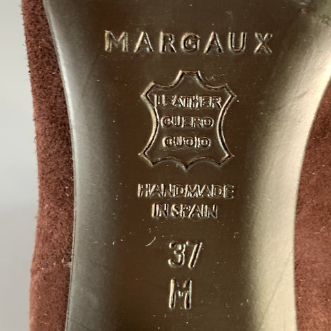 Bottes mi-mollet en daim marron avec fermeture éclair latérale MARGAUX Taille 37