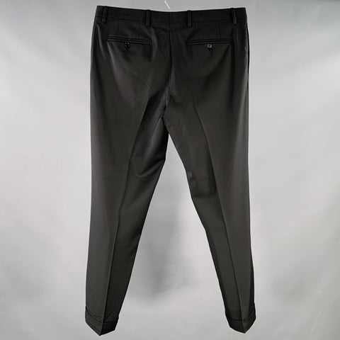 BURBERRY LONDON Size 36 Black Virgin Wool Flat Front Dress Pants