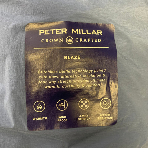 PETER MILLAR Taille L Gilet matelassé bleu en mélange de nylon avec double fermeture éclair