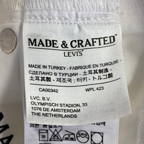 LEVI'S MADE & CRAFTED Size 32 White Twill Cotton Straight Slim Jeans