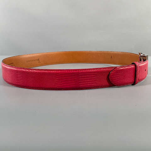 BILLIONAIRE COUTURE Size 40 Pink Textured Lizard Leather Belt