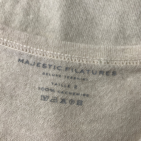 MAJESTIC FILATURES Size S Cream Roll Hem Cashmere T Shirt