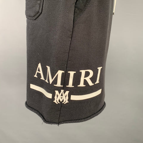 AMIRI Size XL Black White Logo Cotton Drawstring Shorts