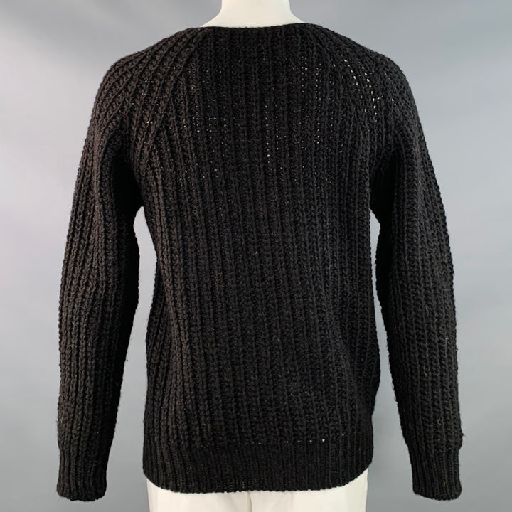 TENDER CO. Size XL Brown Heather Virgin Wool Rib Knit Crew Neck Sweater