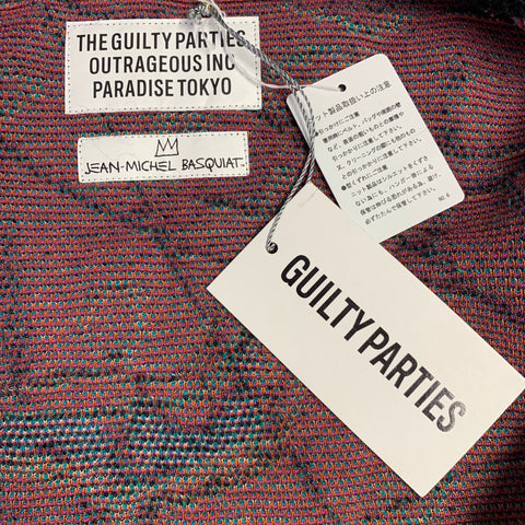 GUILTY PARTIES x BASQUIAT Size L Multi Color Cotton Blend Graffiti Art Print Cardigan