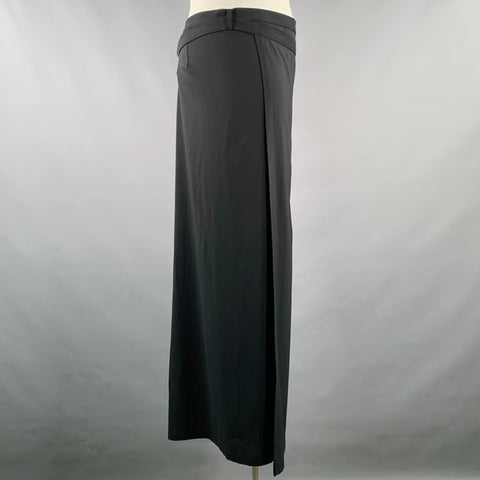 JEAN PAUL GAULTIER Size XL Black Wool Silk Wrap Around Skirt