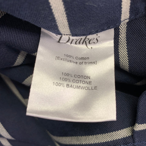 DRAKES LONDON Size L Navy White Stripe Cotton Chore Jacket