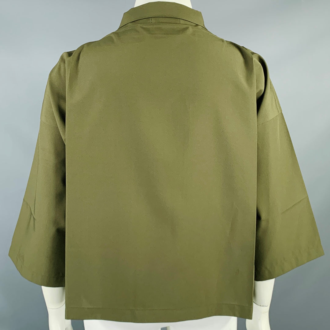 ISSEY MIYAKE Size L Olive Green Polyester Dolman Sleeve Jacket