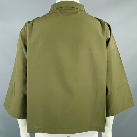 Veste ISSEY MIYAKE en polyester vert olive, taille L, manches dolman