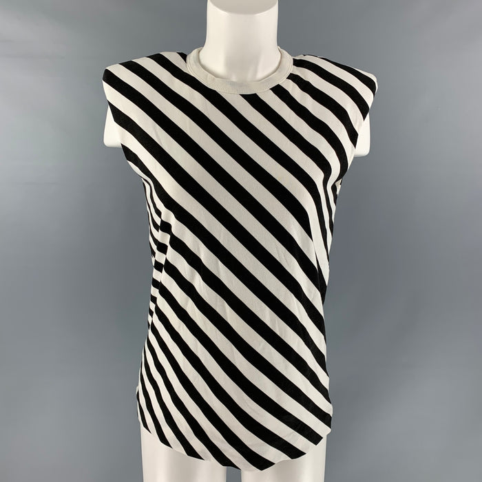 DRIES VAN NOTEN Size XS Black & White Cotton Stripe Sleeveless Casual Top