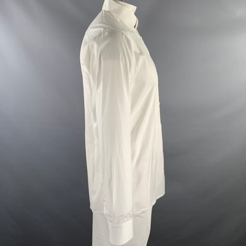 Chemise boutonnée à manches longues en coton fleuri blanc marine ETON Taille L