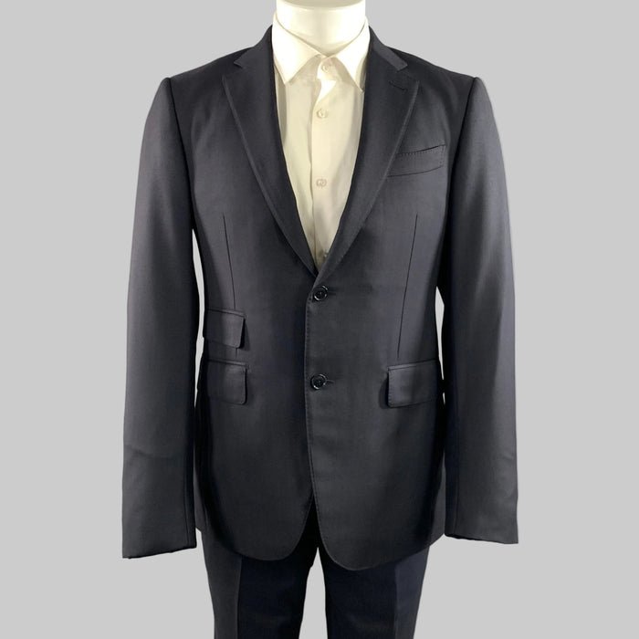 ERMENEGILDO ZEGNA Chest Size 40 Navy Solid Wool Notch Lapel 32 34 Suit