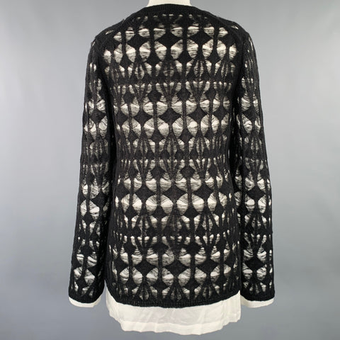 COMME des GARCONS 2022 Size M Black White Acrylic Blend Knit Pullover