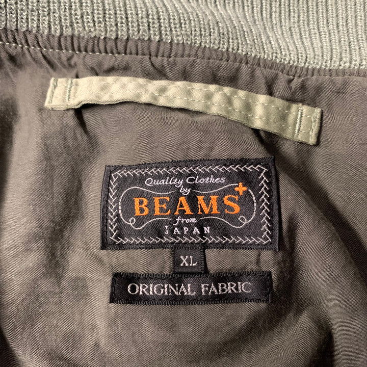BEAMS PLUS Size XL Green Sage Cotton Bomber Jacket
