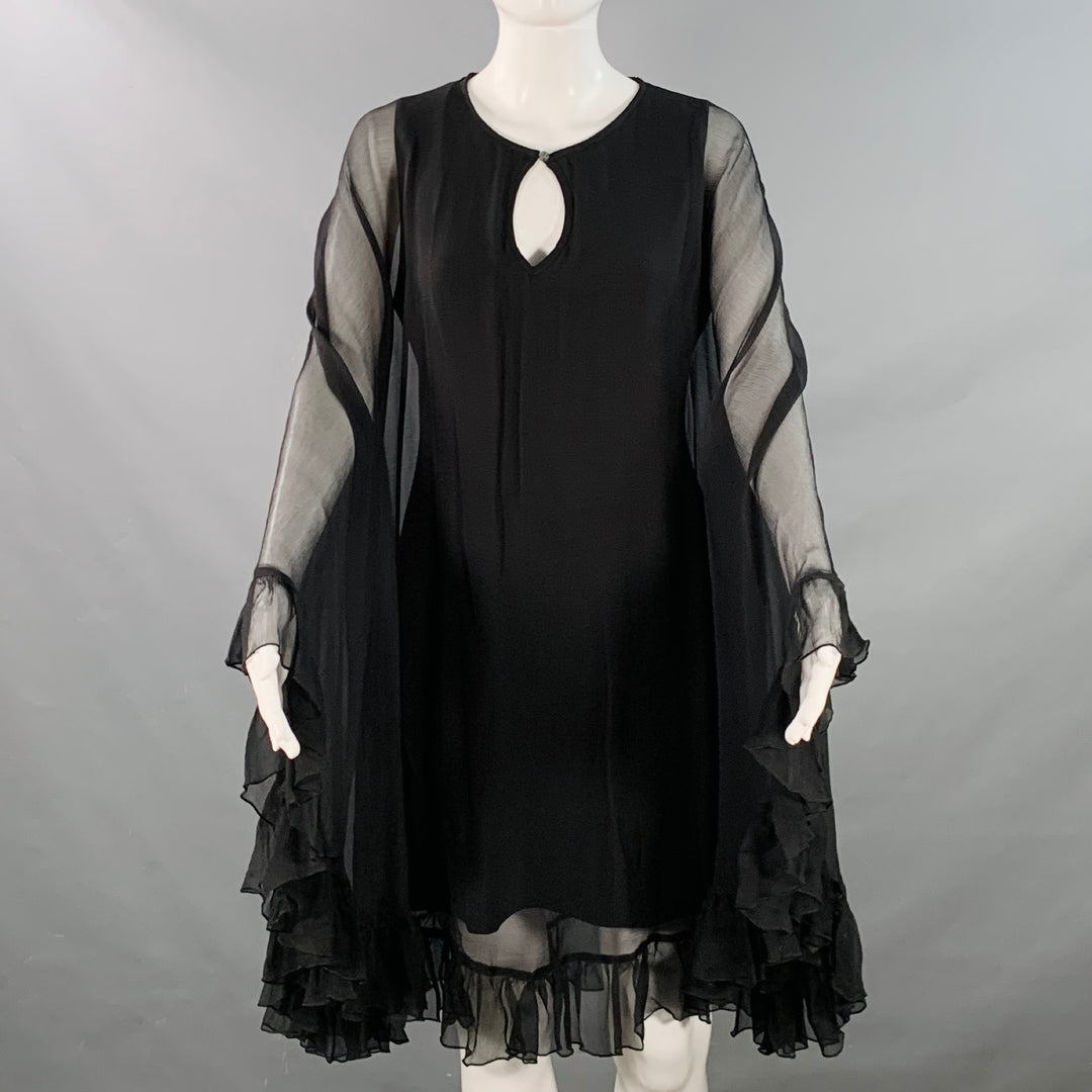 ANNE FONTAINE Size M Ballet Black Polyester Blend Cape Knee Length Dress