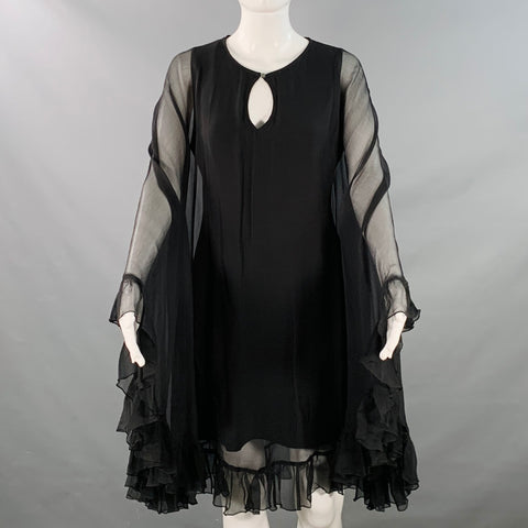 ANNE FONTAINE Size M Ballet Black Polyester Blend Cape Knee Length Dress