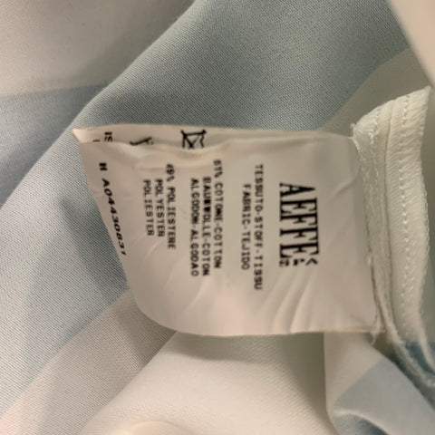 MOSCHINO Size 4 Light Blue & White Cotton and Polyester Stripe Sleeveless Dress