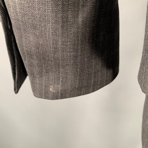 JOHN VARVATOS Size 40 Grey Charcoal Stripe Virgin Wool Suit